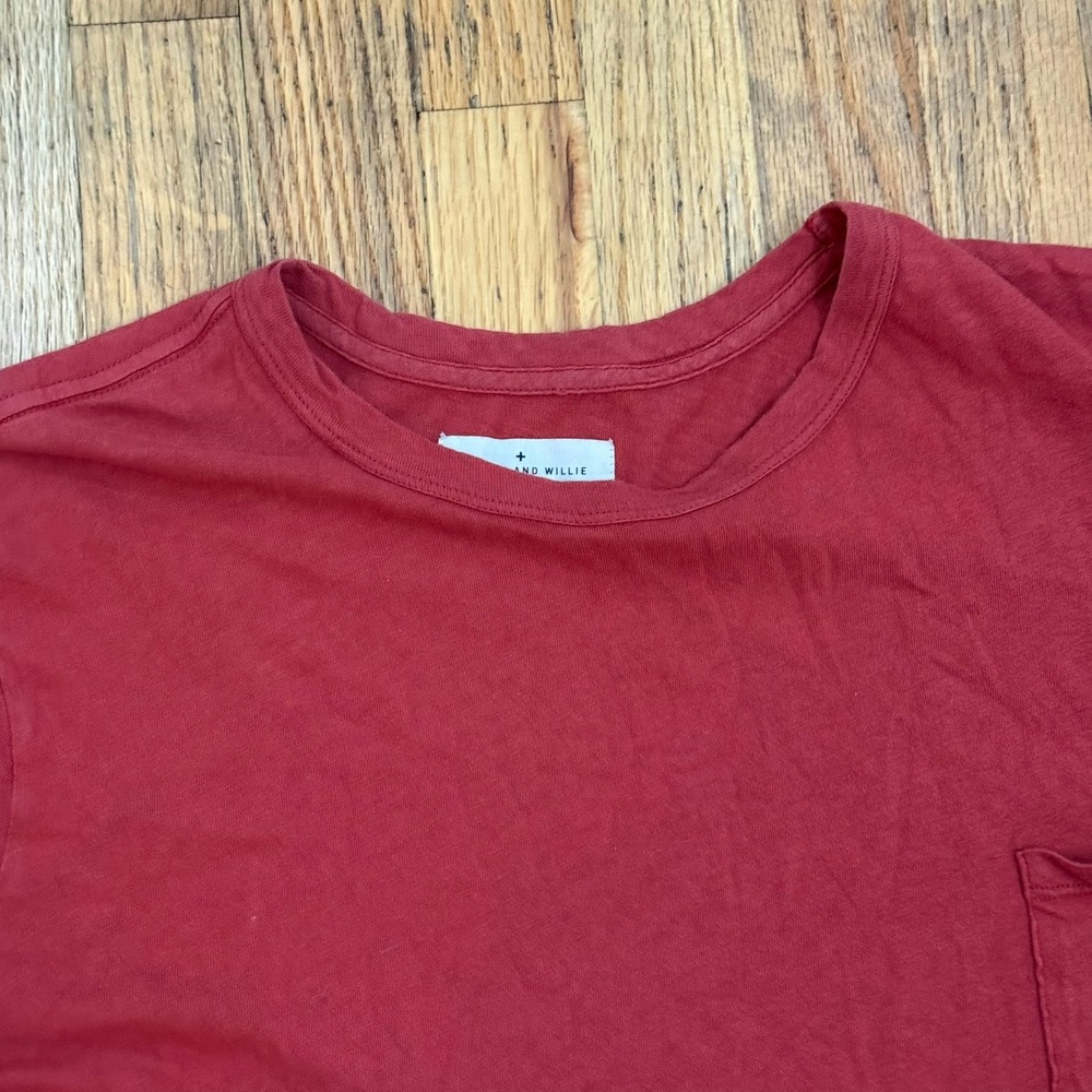 Imogene + Willie Mens XXL Brick Red Pocket Tshirt Cotton Crew Neck Made In USA